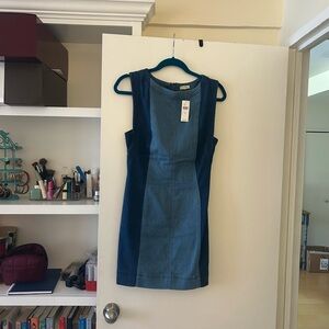 Pilcro Two-Tone Blue Denim Mini Dress